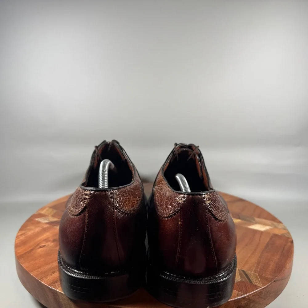 Belvedere Mens Brown Genuine Ostrich Leg Leather Hand Made Oxfords Size 13